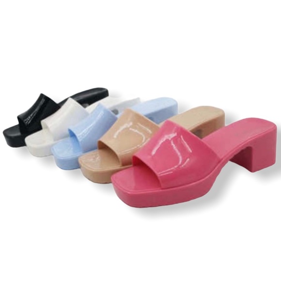 Black Jelly Block Heels - Picture 9 of 14